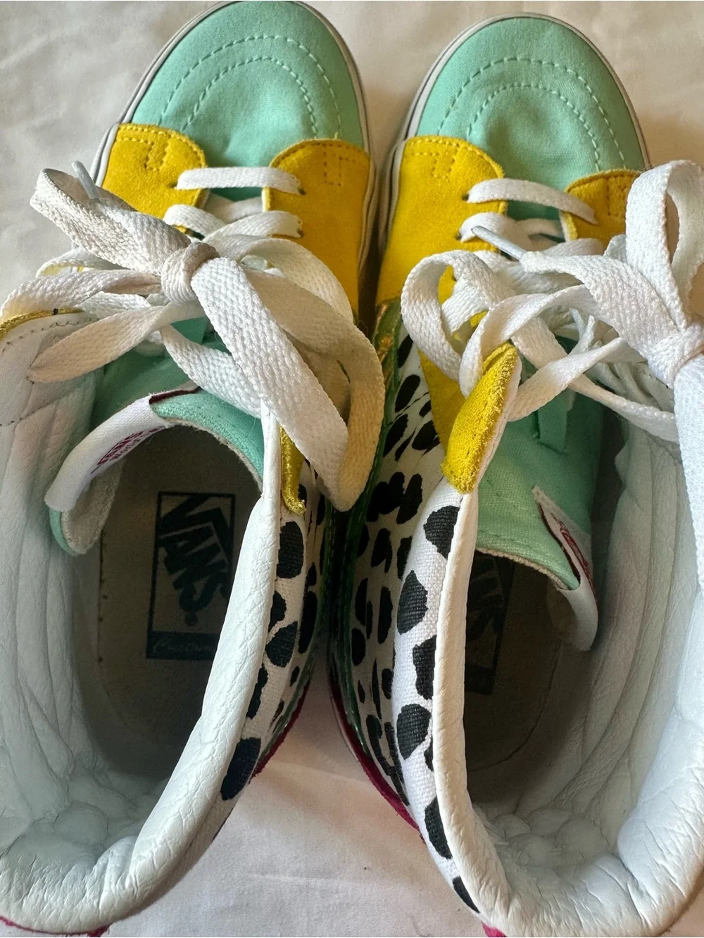 Vans ComfyCush Sk8-Hi Mixed Media Sneakers Dalmatian Colorblock Iridescent 8.5